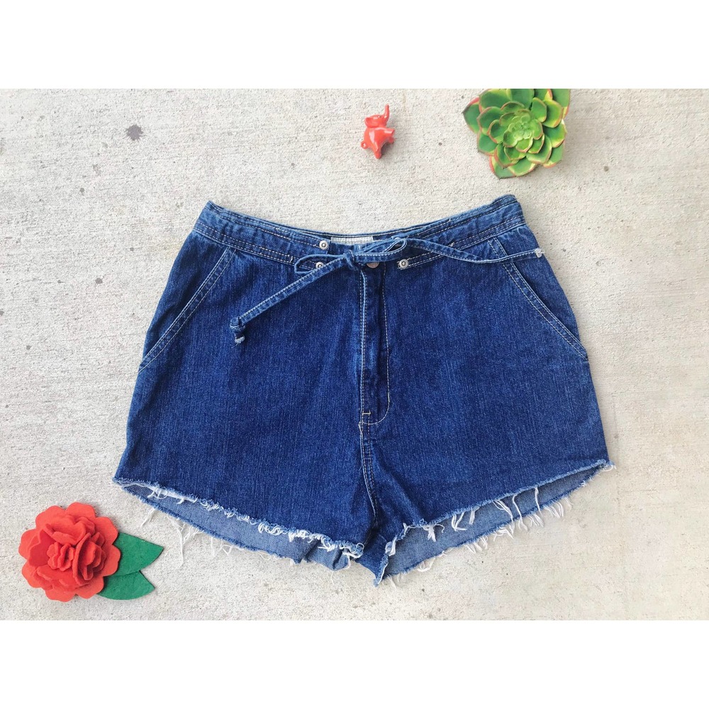 vintage 90s CUT OFF tie waist SHORTS high waisted